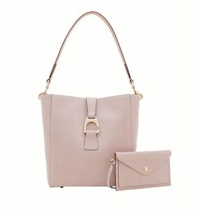 NWT: Dooney & Bourke Ashby Saffiano  Leather Beige Tote Pouch Rose Gold Hardware